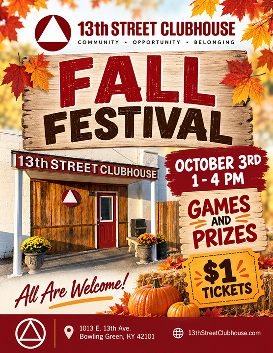 Fall Festival at the 13th Street Clubhouse, October 3 from 1 to 4 PM