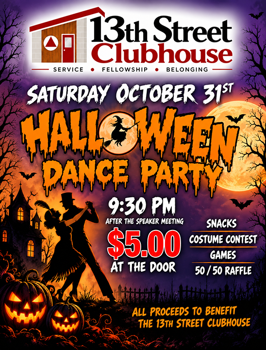 Halloween Dance Party at the 13th Street Clubhouse, October 31 at 9:30 PM
