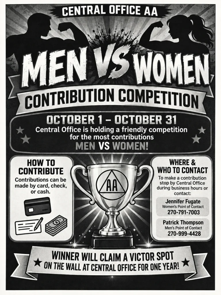 Flyer for the Central Office Men vs. Women Contribution Competition, October 1 through October 31